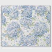 Blue Hydrangea Flower Blooms Gift Wrap ラッピングペーパー (フラット)