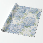 Blue Hydrangea Flower Blooms Gift Wrap ラッピングペーパー (アンロールド)