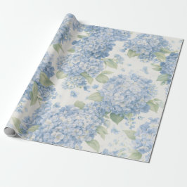 Blue Hydrangea Flower Blooms Gift Wrap ラッピングペーパー