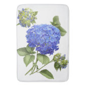 Blue Hydrangea Flower Botanical Art バスマット (正面縦)