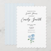 Blue Hydrangea Flower Bridal Shower Invitation 招待状 (正面/裏面)