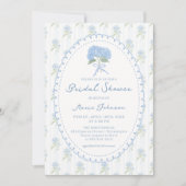 Blue Hydrangea Flower Bridal Shower Invitation 招待状 (正面)