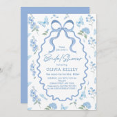 Blue Hydrangea Flower Bridal Shower Invitation 招待状 (正面/裏面)