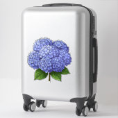Blue Hydrangea Flower Cluster With Green Leaves シール (スーツケース)