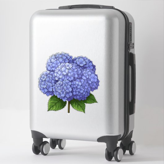 Blue Hydrangea Flower Cluster With Green Leaves シール (スーツケース)