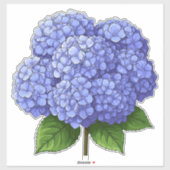 Blue Hydrangea Flower Cluster With Green Leaves シール (シート)