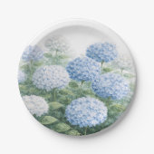 Blue Hydrangea Flower Custom Wedding ペーパープレート (正面)