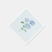 Blue Hydrangea Flower Custom Wedding Blue Stripe スタンダードカクテルナプキン (角)