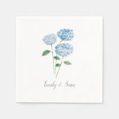Blue Hydrangea Flower Custom Wedding Monogram  スタンダードカクテルナプキン (正面)