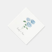 Blue Hydrangea Flower Custom Wedding Monogram  スタンダードカクテルナプキン (角)