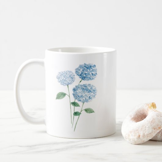 Blue Hydrangea Flower Painting コーヒーマグカップ (ドーナツ)