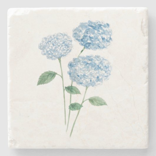 Blue Hydrangea Flower Painting ストーンコースター (正面)