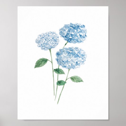 Blue Hydrangea Flower Painting Beach ポスター (正面)