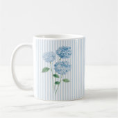 Blue Hydrangea Flower Painting Blue Stripe コーヒーマグカップ (左)