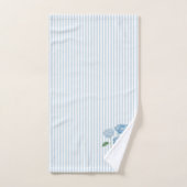 Blue Hydrangea Flower Painting Blue Stripe バスタオルセット (ハンドタオル)