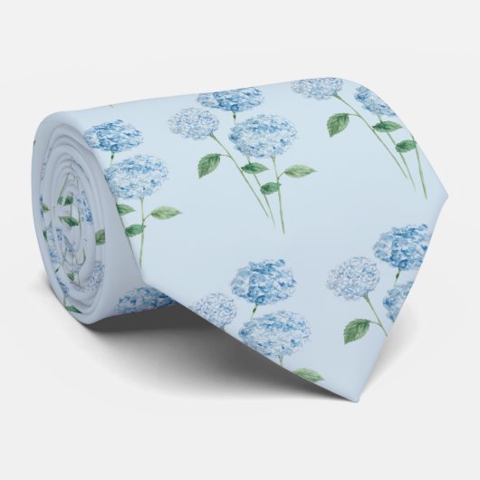 Blue Hydrangea Flower Painting Pattern ネクタイ (ロール)