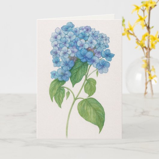 Blue Hydrangea Flower | Printable Greetin カード (黄色い花)