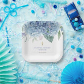 blue Hydrangea flowers Baptism ペーパープレート (パーティー)