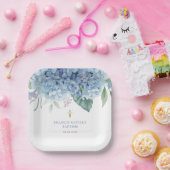 blue Hydrangea flowers Baptism ペーパープレート (パーティー)