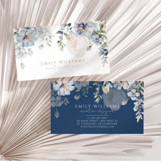 Blue Hydrangea Flowers Business Card 名刺