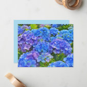 Blue Hydrangea Flowers Floral Art Note Card Set ノートカード (正面/裏面インサイチュ)