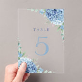 blue hydrangea flowers table 5 アクリル招待状 (インサイチュ (ポータブル))