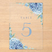 blue hydrangea flowers table 5 アクリル招待状 (正面)