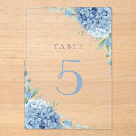 blue hydrangea flowers table 5 アクリル招待状