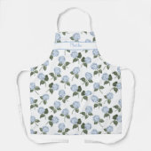 Blue Hydrangea Flowers Watercolor Apron エプロン (正面)