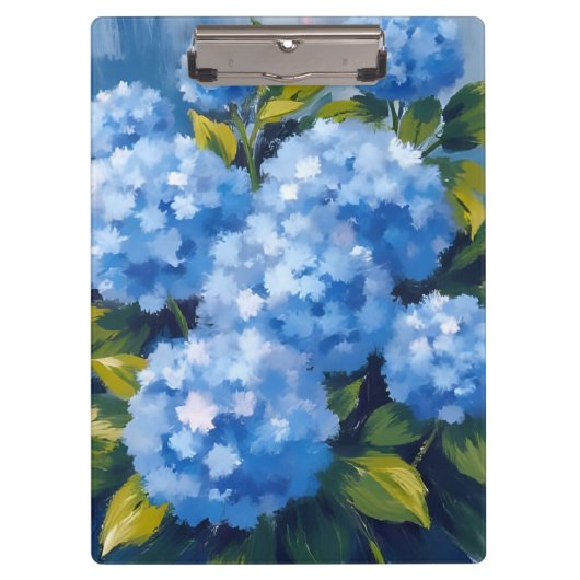 Blue Hydrangea Flowers Watercolor Floral クリップボード (正面)