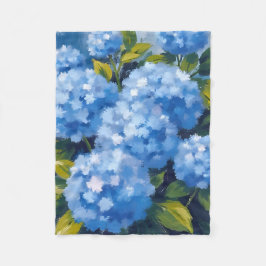Blue Hydrangea Flowers Watercolor Floral フリースブランケット