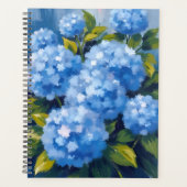 Blue Hydrangea Flowers Watercolor Floral プランナー手帳 (正面)