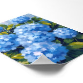 Blue Hydrangea Flowers Watercolor Floral ポスター (角)