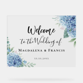 Blue Hydrangea flowers wedding welcome アクリルサイン
