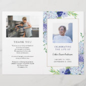 Blue Hydrangea Folded Funeral Program Template チラシ (正面)
