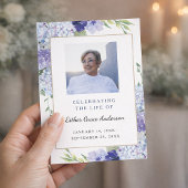 Blue Hydrangea Folded Funeral Program Template チラシ