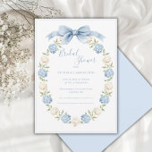 Blue Hydrangea Frame Elegant Bow Bridal Shower  招待状