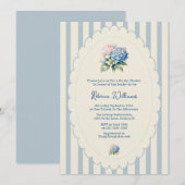 Blue Hydrangea French Country Bridal Shower 招待状 (正面/裏面)