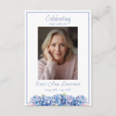 Blue Hydrangea Funeral Memorial Prayer Card エンクロージャーカード (正面)