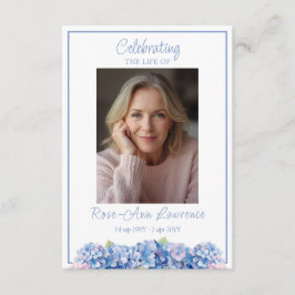 Blue Hydrangea Funeral Memorial Prayer Card エンクロージャーカード