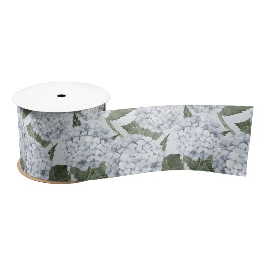 Blue Hydrangea Garden Floral  サテンリボン (リール)