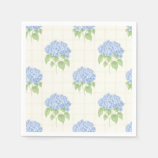Blue Hydrangea Garden Party Cocktail Napkins スタンダードカクテルナプキン (正面)