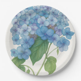 Blue Hydrangea Garden Party Paper Plate | Elegant  ペーパープレート