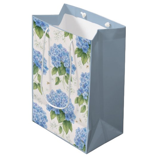 Blue Hydrangea Gift Bag | Botanical ミディアムペーパーバッグ (正面アングル)
