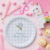 Blue Hydrangea Gingham Bridal Shower ペーパープレート (パーティー)
