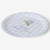 Blue Hydrangea Gingham Bridal Shower ペーパープレート (アングル)