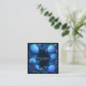 Blue Hydrangea Gold Celestial Frame Midnight スクエア名刺 (スタンド正面)