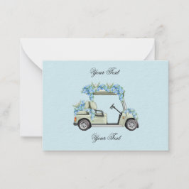Blue Hydrangea Golf Cart Floral Wedding Enclosure  ノートカード