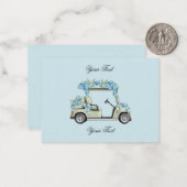 Blue Hydrangea Golf Cart Floral Wedding Enclosure  ノートカード (正面/裏面インサイチュ)