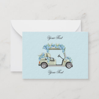 Blue Hydrangea Golf Cart Floral Wedding Enclosure  ノートカード